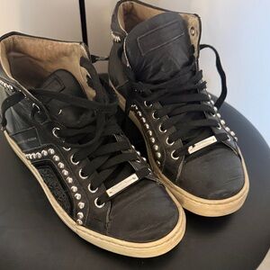 Alessandro Dell'Acqua Black Sneakers with Silver Accents